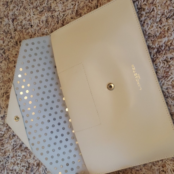 Ivory Studded Leather Envelope Lancaster Clutch - Picture 2 of 6